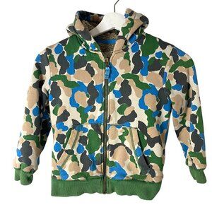 Mini‎ Boden Camo Full Zip Fleece Lined Hoodie Sweatshirt Sz 5-6Y